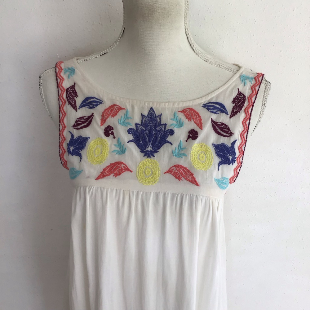 Zingara Women Elegant Fun White Embroidered Maxi Dress S - Picture 5 of 12